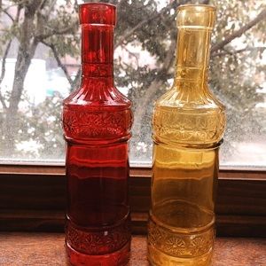 Set of 2 Colorful Glass Bottles